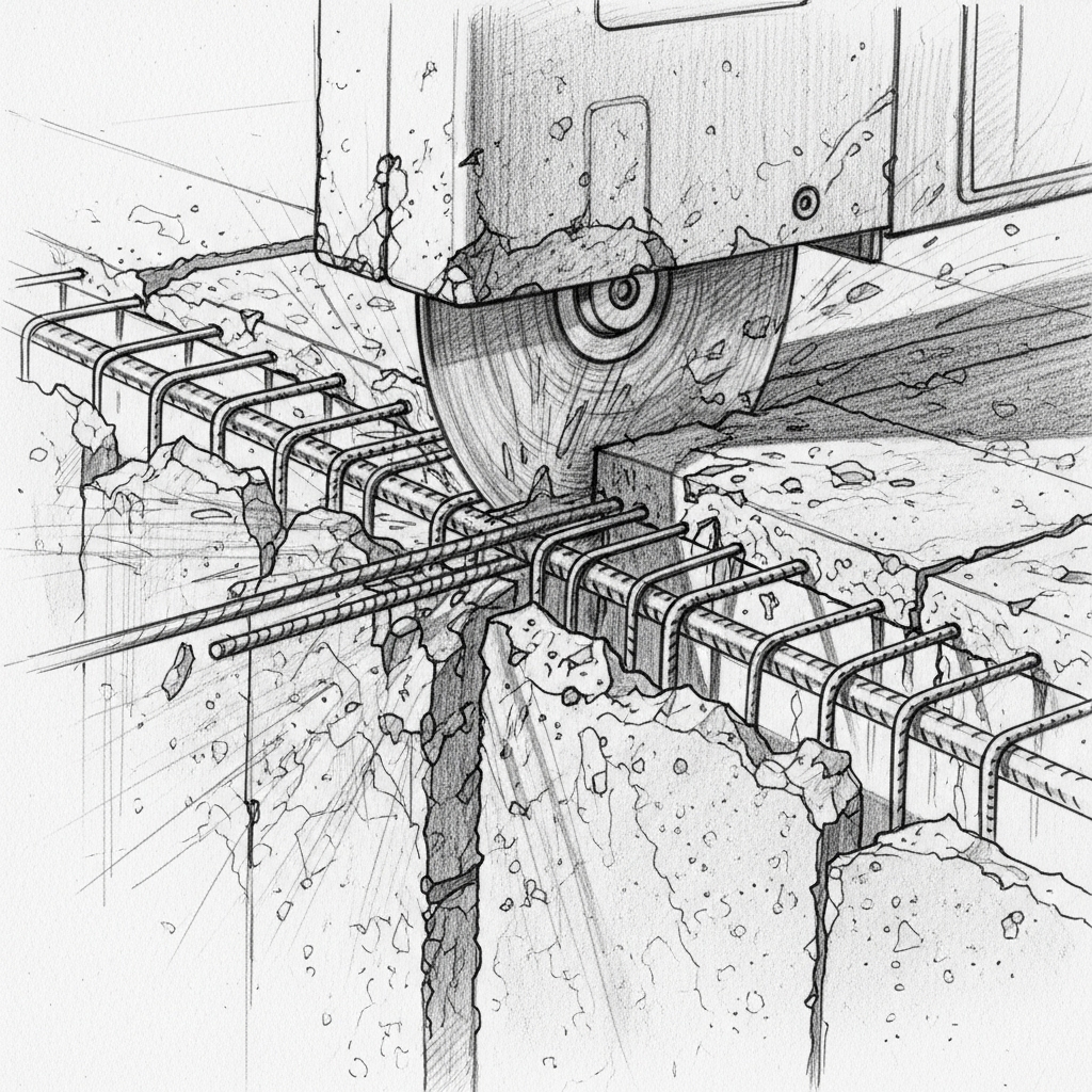 Zdjęcie z realizacji projektu cięcia betonu